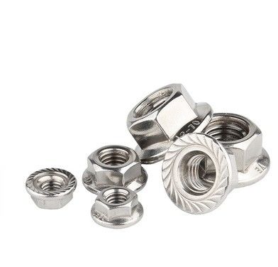 304 M8 Hex Lock Din6923 Αυτοκλείδωμα Hexagon Flange Nut με απλή επεξεργασία επιφάνειας