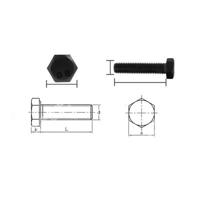 Κατασκευασμένο με υψηλή αντοχή βαθμού 8.8 Hex Bolt και Νουτ Washer Heavy Hex Bolt με μαύρο φινίρισμα
